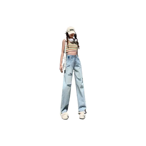 La Chapelle Jeans Women's Light Blue Ripped