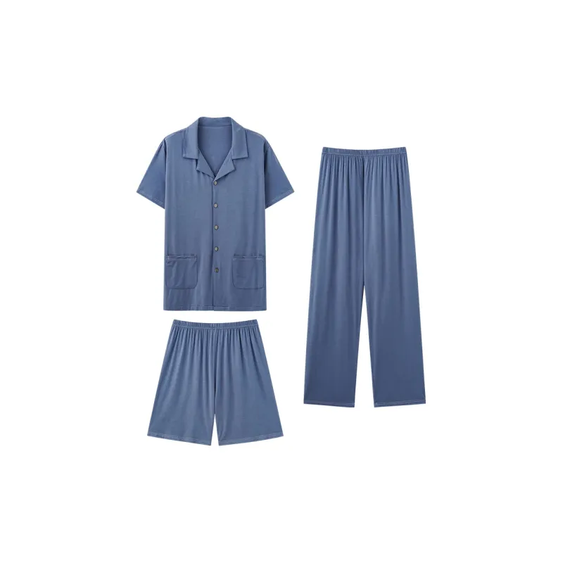 MIIOW Pajama Set Men's 3-Piece Set Royal Blue-0