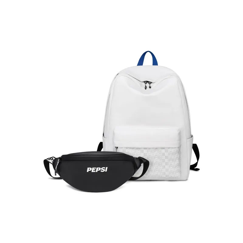 Pepsi Collaboration Water Repellent PU One Shoulder Backpack Fanny Pack Large Size Unisex Black/White-35