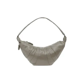 Lemaire Lambskin Croissant Bag Crossover Bag Goat Horn Bag Crossbody One Shoulder Handbag Large Size Women's Gray Green