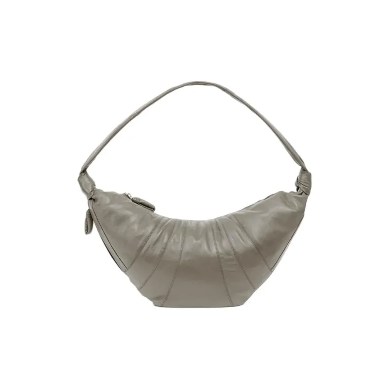 Lemaire Lambskin Croissant Bag Crossover Bag Goat Horn Bag Crossbody One Shoulder Handbag Large Size Women's Gray Green-0