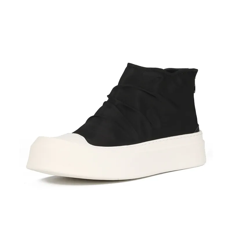 Thai Points Durable Breathable Mid Top Skateboard Shoes Men's Black-1