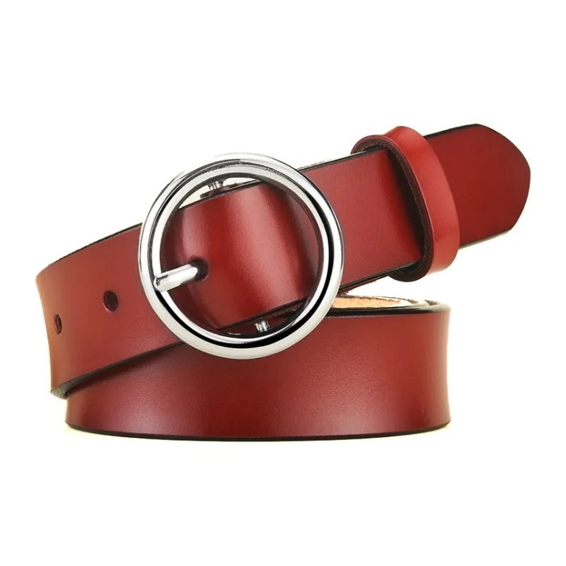 AAJF 2024 New Arrival Women's Genuine Leather Belt Versatile Round Buckle Cow Leather Belt Belt For Women's Women's-3