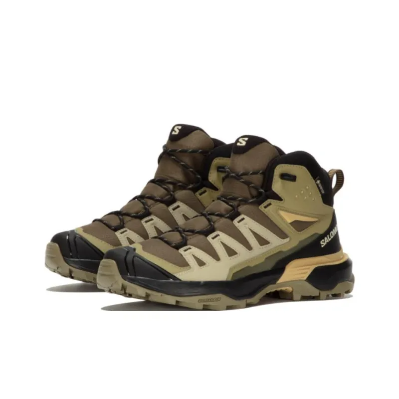 SALOMON MID GORE TEX Cushioning Wear Resistant Mid Top Hiking/Trekking Shoes Men's Green Black-1