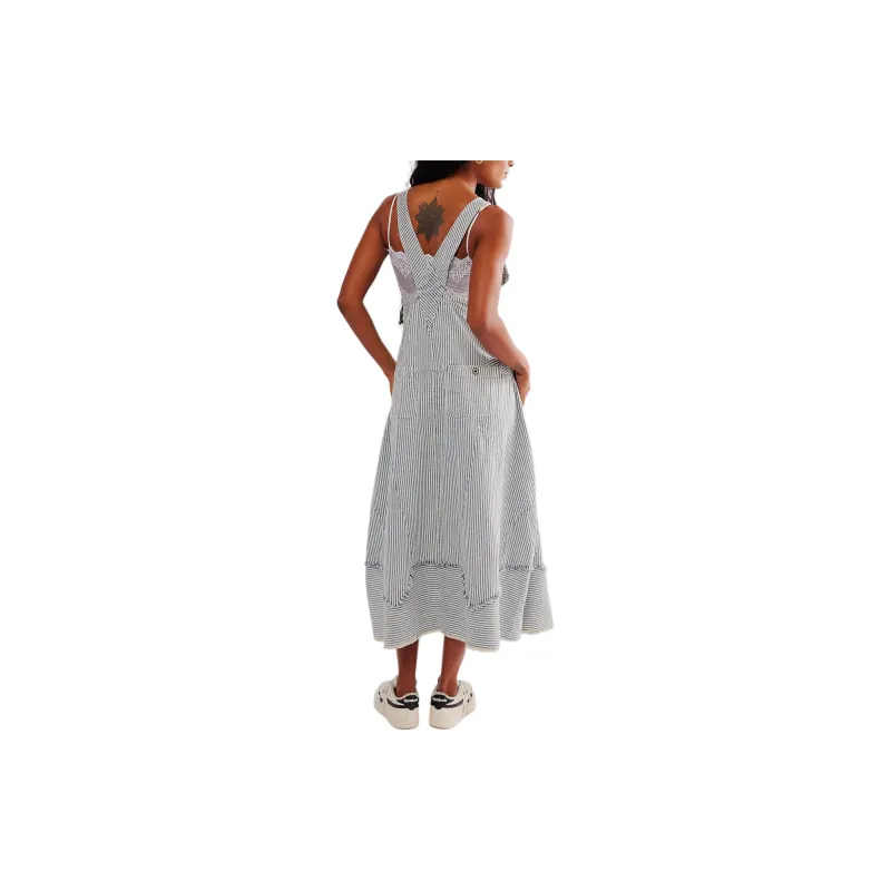 FREE PEOPLE Bendita Midi Dress Sleeveless Dress Women's Hickory Stripe Combo/Hickory Stripes Combo-1