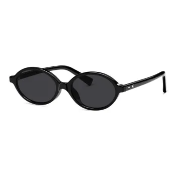LOHO Plate Frame Oval Travel Photography Bookworm Sunglasses Trendy Slim Frame Unisex Tortoiseshell Black