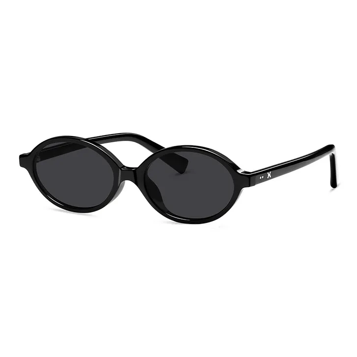 LOHO Plate Frame Oval Travel Photography Bookworm Sunglasses Trendy Slim Frame Unisex Tortoiseshell Black-0