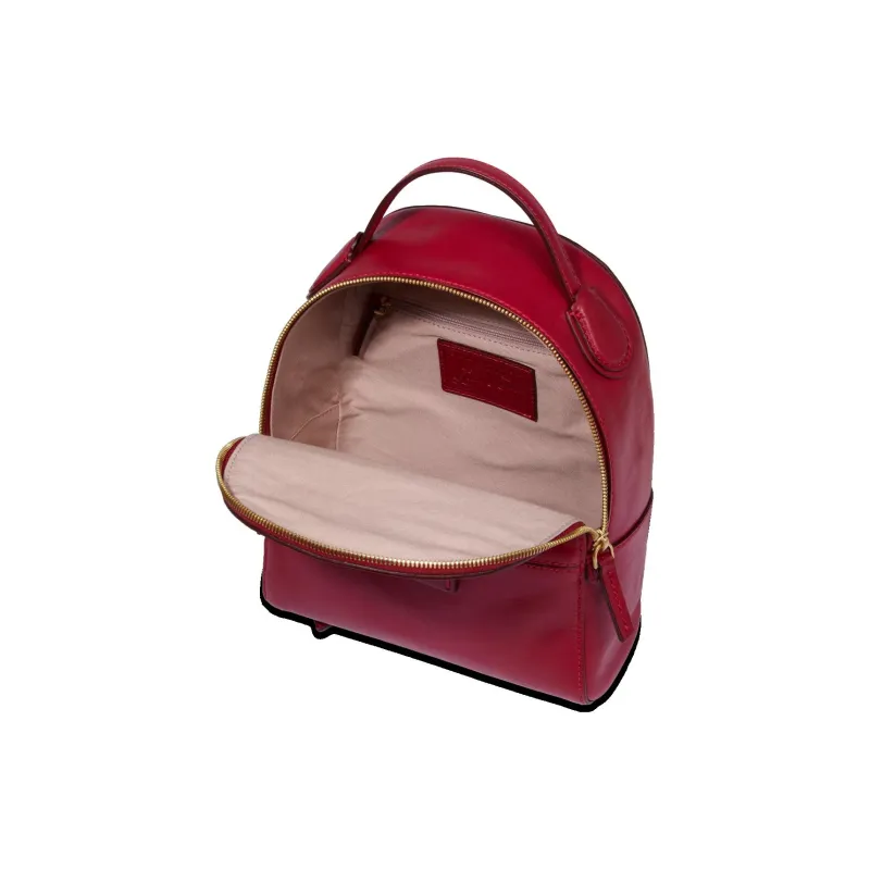 THE BRIDGE Grained Tuscany Leather Backpack Women's Red-2