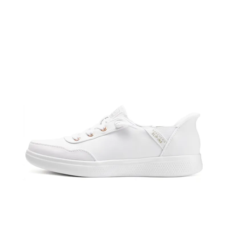 Skechers Slip Ins Hands Free Slip Ins Anti Slip And Wear Resistant Coverage Low Top Canvas Shoes Women's White-0