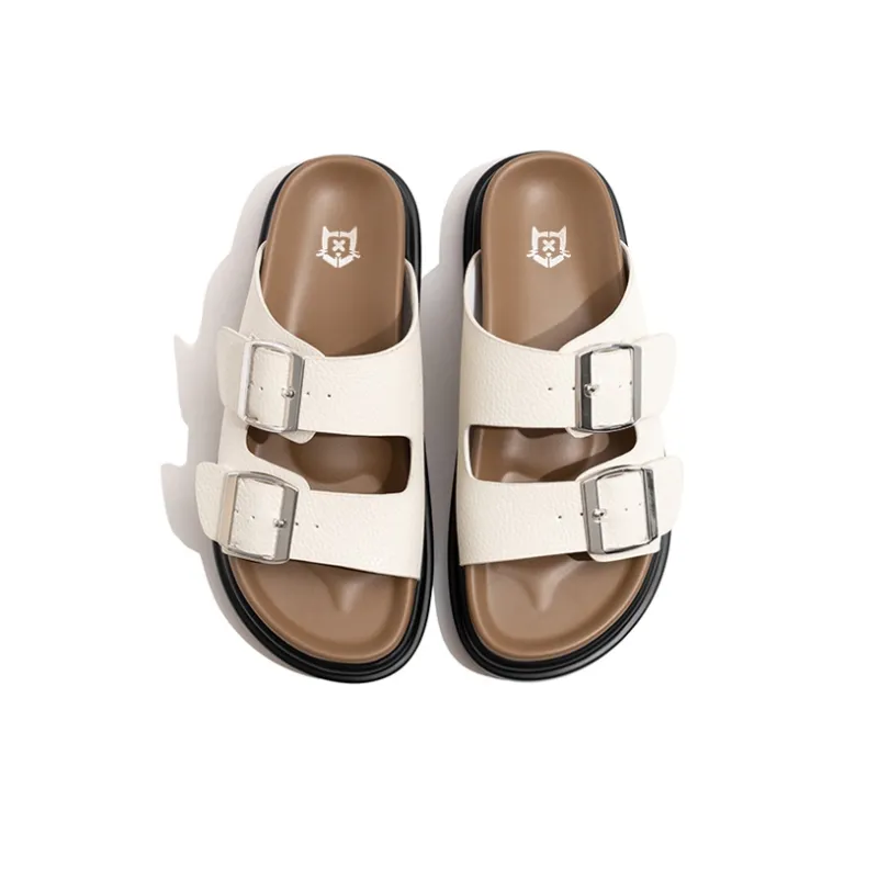 Old Meow Slide Slippers 4cm Women's White-4