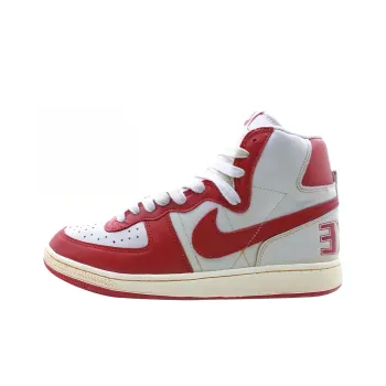 Nike Terminator Slip Resistant Cushioning Abrasion Resistant Mid Top Skateboard Shoes Unisex White Red