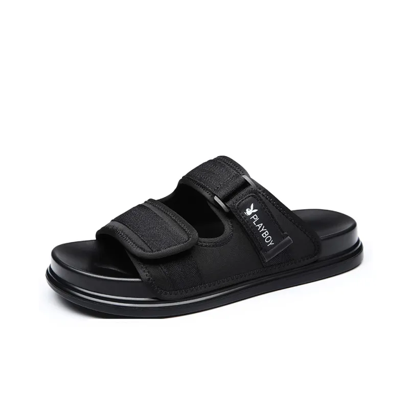 Playboy PU Polyurethane Slip Resistant Slide Slippers Men's Black-0