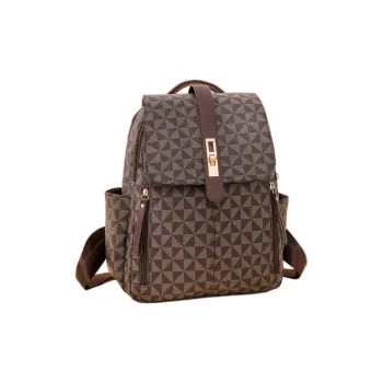 BAODIDAISHU PU Backpack Regular Women's Brown/Black/Ecru
