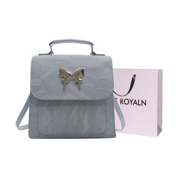 LOUIS ROYALN Pu Backpack Regular Unisex White Gray Black Green Blue Pink