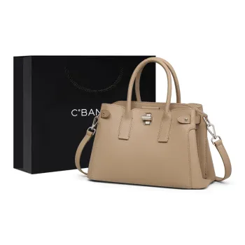 C°BANNER Cow Leather With Synthetic Leather Handbag Women's Khaki/Cookie