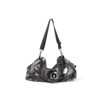 MASTER CANVAS Fabric Shoulder Bag Crossbody Bag Travel Bag Gym Bag Large Size Unisex Black Gray Color