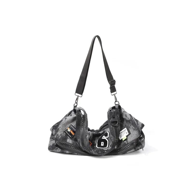 MASTER CANVAS Fabric Shoulder Bag Crossbody Bag Travel Bag Gym Bag Large Size Unisex Black Gray Color-0
