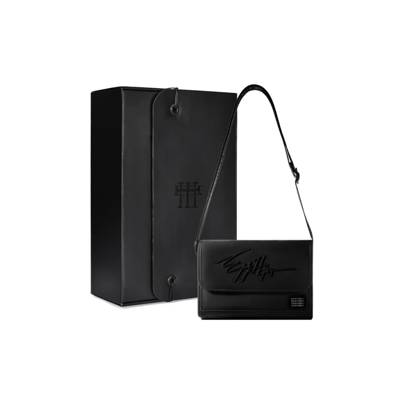 EPIPHQNY Artificial Leather Small Square Bag Shoulder Bag Regular Unisex Black-0