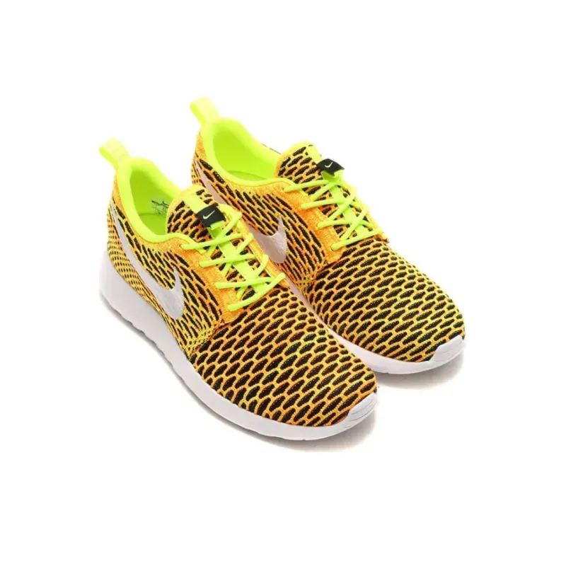 Nike Roshe One Flyknit Volt/White Total Orange Black Women's-2