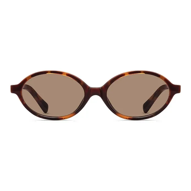 LOHO Plate Frame Oval Travel Photography Bookworm Sunglasses Trendy Slim Frame Unisex Tortoiseshell Black-6