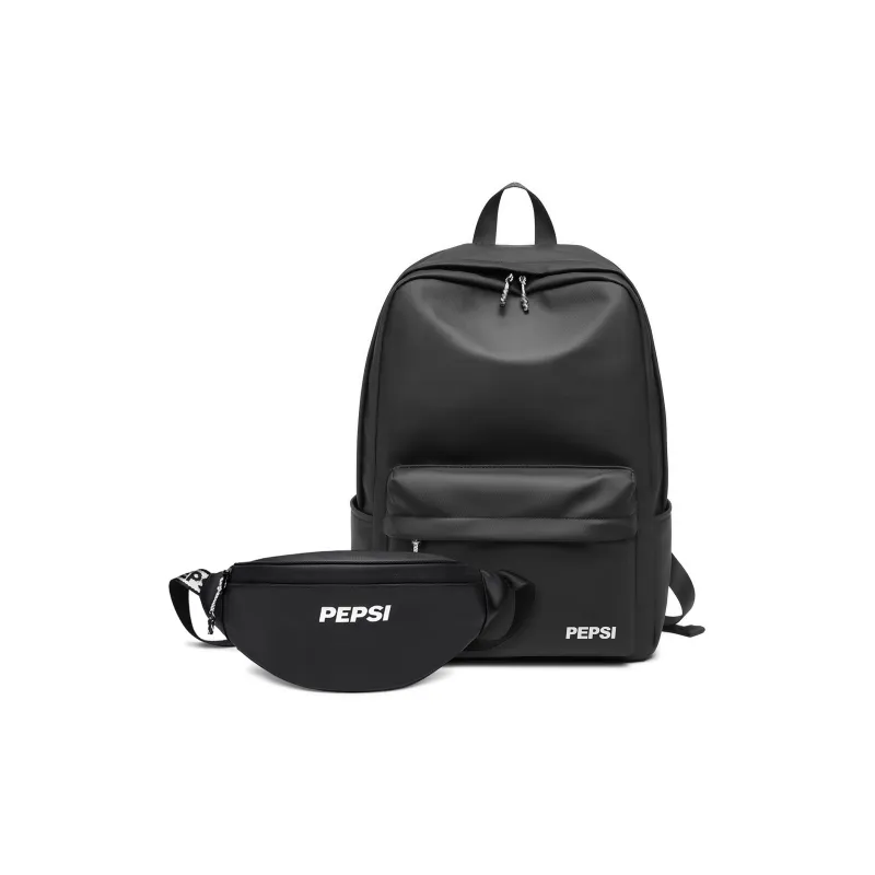 Pepsi Collaboration Water Repellent PU One Shoulder Backpack Fanny Pack Large Size Unisex Black/White-29