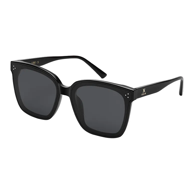 LOHO Plate Frame Square Classic Black Super Cool Photography Sunglasses Unisex Black Tea Brown-0