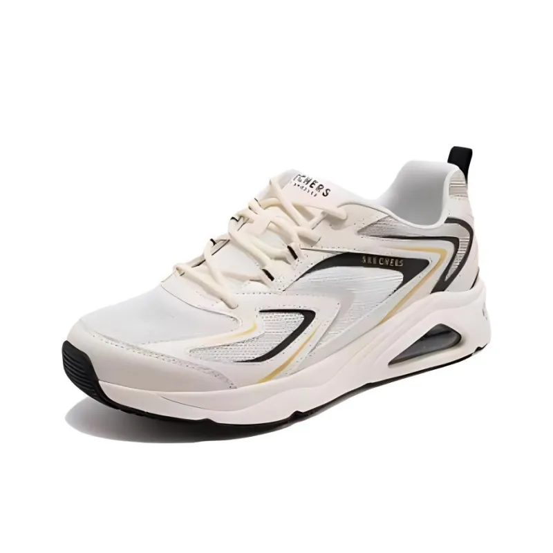 Skechers Street Tres Air Uno Cushioning Breathable Low Top Casual Running Shoes Men's White Gold-1
