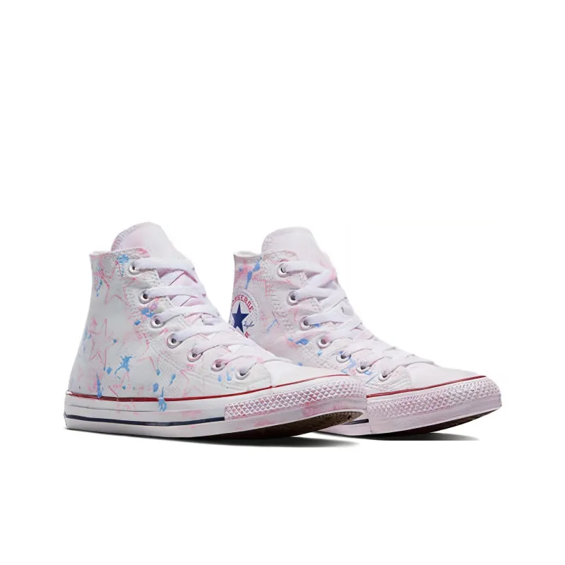 Converse Chuck Taylor All Star Paint Durable Breathable High-Top Canvas Shoes Unisex White Pink-2