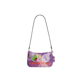 COACH Penn Smooth Leather Handbag Shoulder Bag Small Size Women's Purple