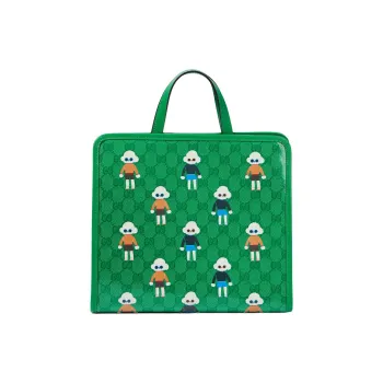 GUCCI Crystal Canvas Canvas Bag Tote Bag Shopping Bag Handbag Kids' Green