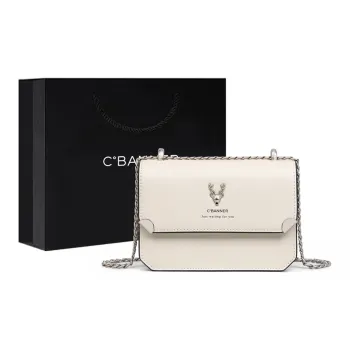 C°BANNER Cow Leather With Synthetic Leather Shoulder Bag, Crossbody Bag, Small Square Bag, Chain Bag Women's
