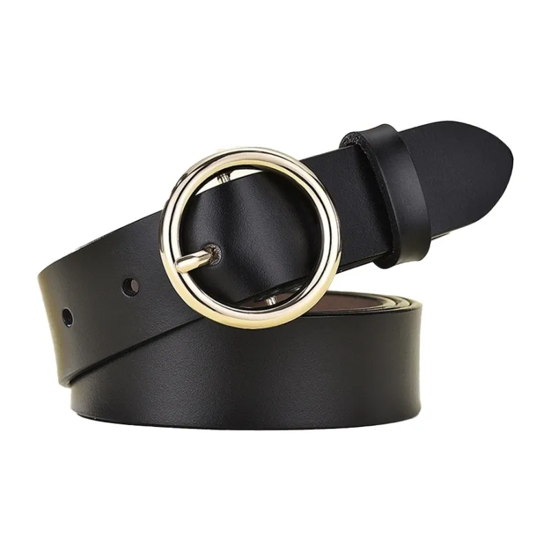 AAJF 2024 New Arrival Women's Genuine Leather Belt Versatile Round Buckle Cow Leather Belt Belt For Women's Women's-8