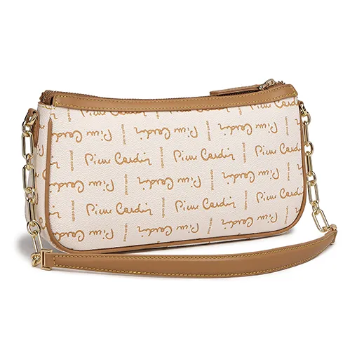 PIERRE CARDIN Polyvinyl Chloride Handbag, Shoulder Bag, Crossbody Bag Regular Women's Beige-4