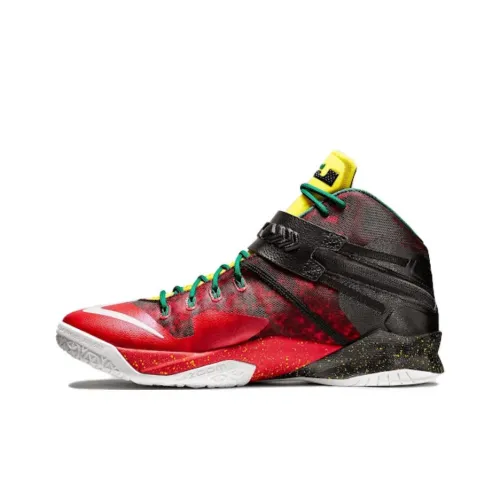 Nike Zoom Soldier 8 Cushioned Slip Resistant Abrasion Resistant Mid Top Basketball Shoes Unisex Black Red White
