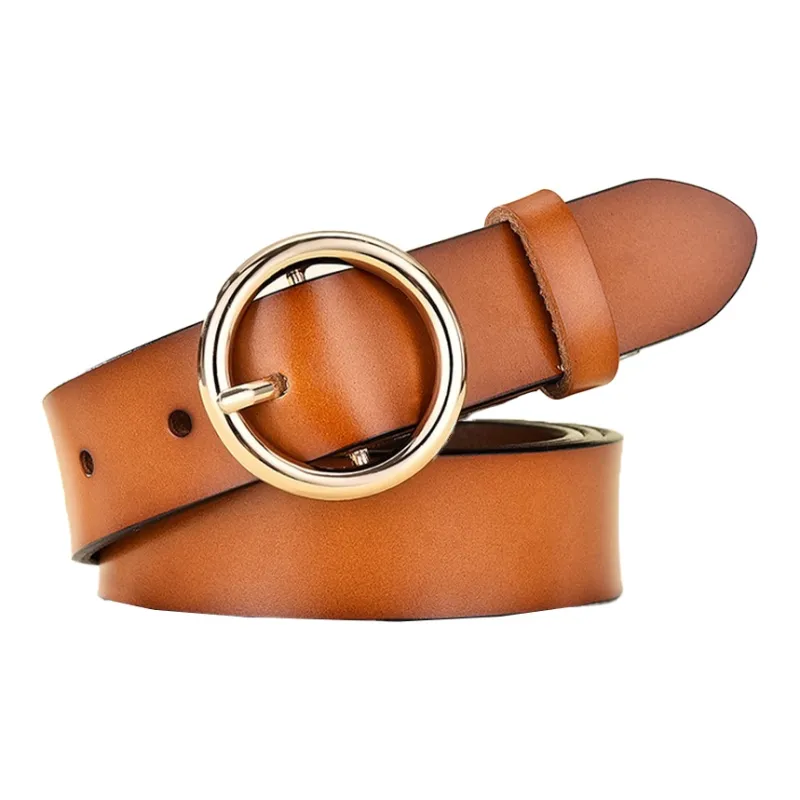 AAJF 2024 New Arrival Women's Genuine Leather Belt Versatile Round Buckle Cow Leather Belt Belt For Women's Women's-6