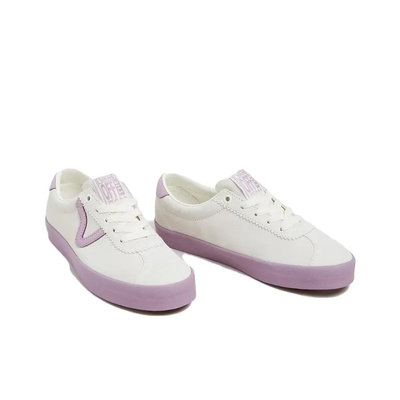 Vans Sports Anti Slip Wear Resistant Low Top Skateboard Shoes Unisex White Purple-2
