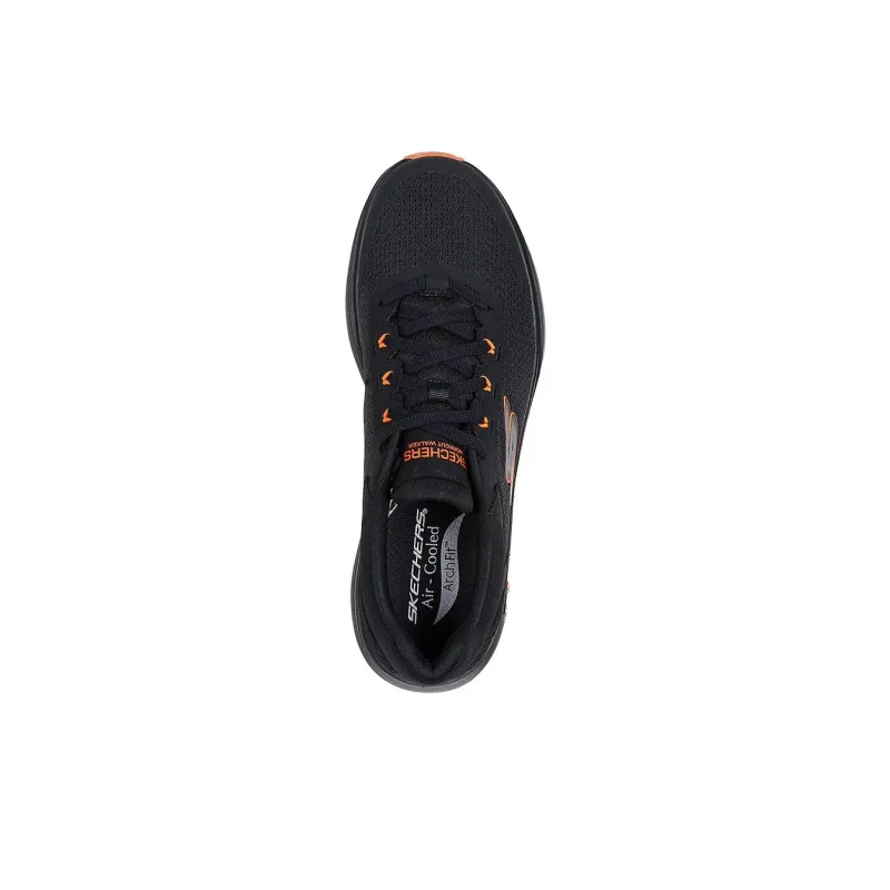 Skechers Go Walk Workout Walker Cushioned Slip-Resistant Support Low-Top Casual Running Shoes Men's Black Orange-2