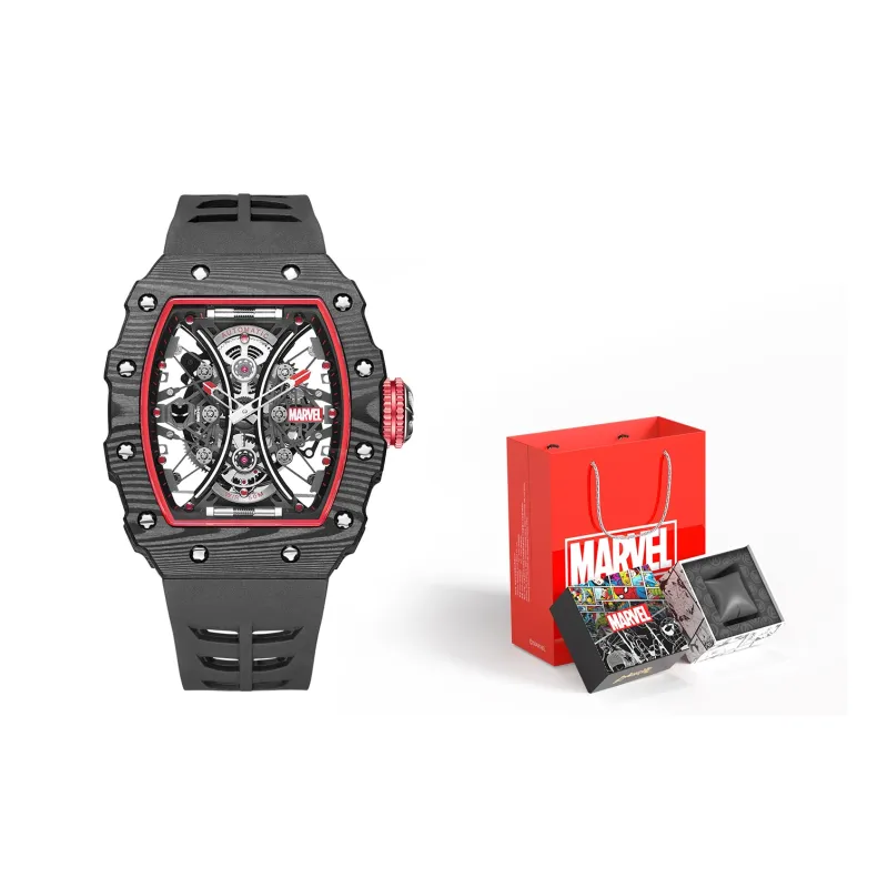 MARVEL Hero Collection Mechanical Movement Rubber Strap Watch Men's Watches Black Dial-0