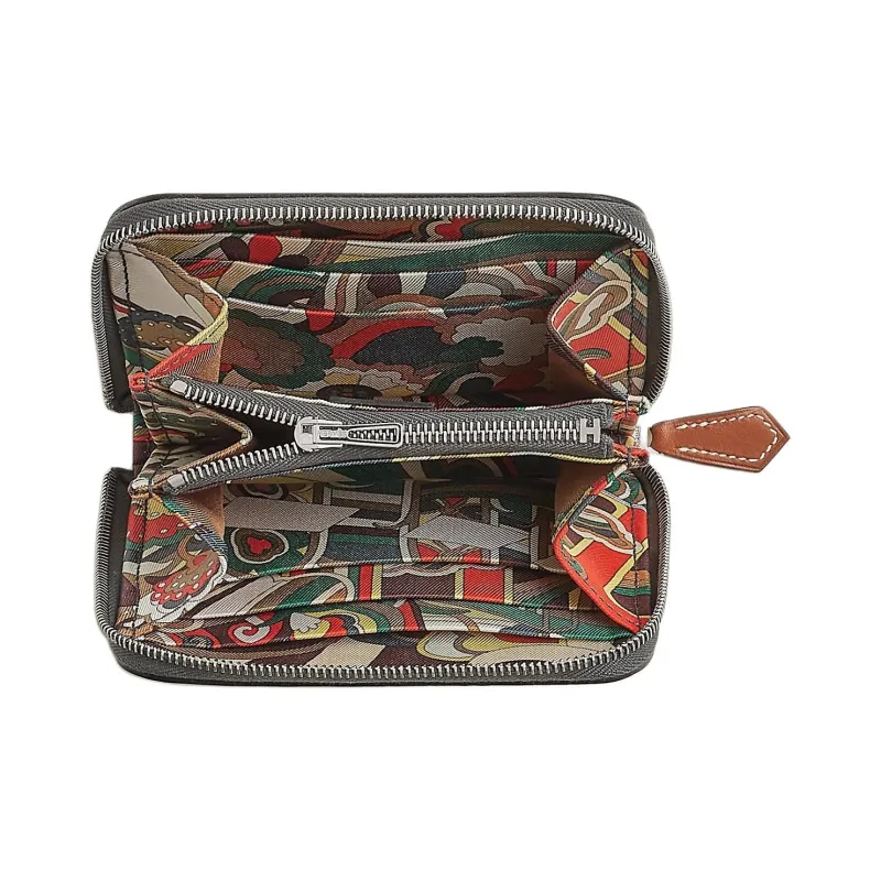 HERMES Silk'In Evercolor Calfskin Wallet Women's Gray Mist Beige Marfa-1