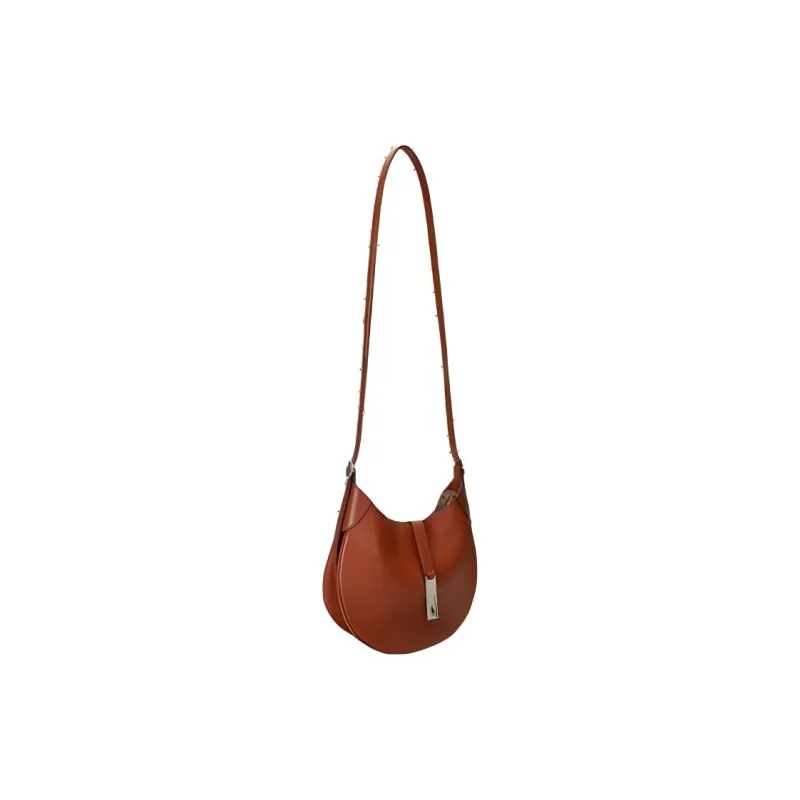 Polo Ralph Lauren Polo ID Cow Leather Handbag, Shoulder Bag Trumpets Women's Brown-1