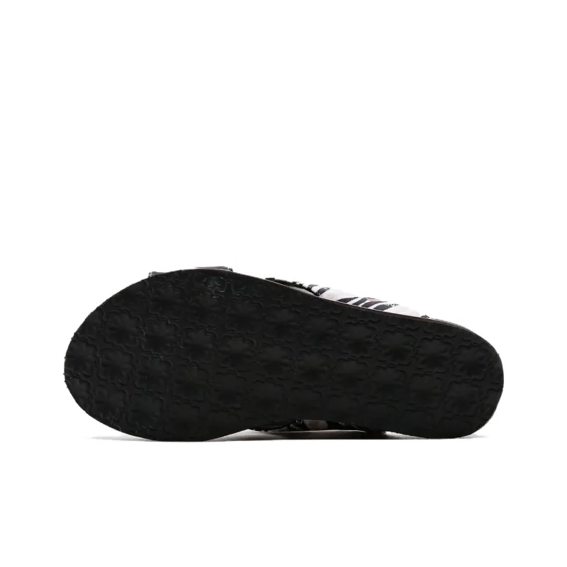 Skechers Rubber Sole Slide Slippers Women's Black White-4