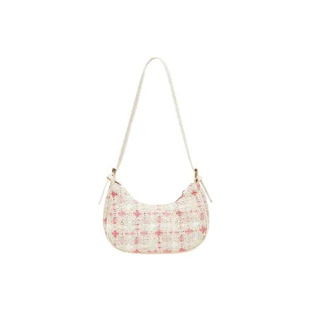 JANE KLAIN Fabric With PU Crescent Moon Shoulder Bag Handbag Women's Pink