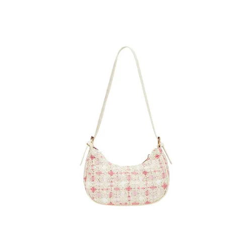 JANE KLAIN Fabric With PU Crescent Moon Shoulder Bag Handbag Women's Pink