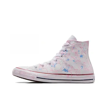 Converse Chuck Taylor All Star Paint Durable Breathable High-Top Canvas Shoes Unisex White Pink