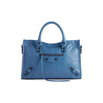 Balenciaga Lambskin Tote Bag Shopping Bag Shoulder Bag Crossbody Bag Handbag Small Size Women's Blue