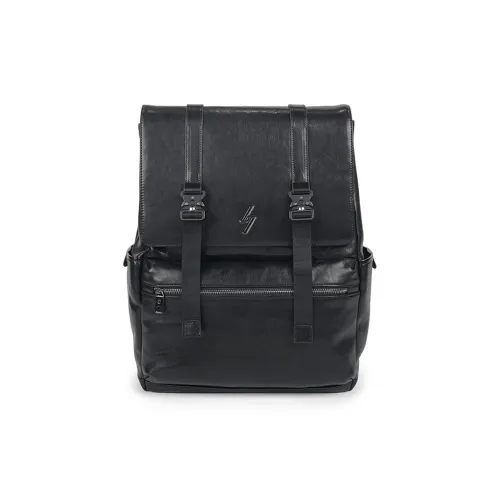 Sharkborough Cow Leather Backpack Tubas Men's Black