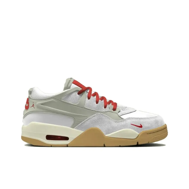 Nigel Sylvester x Jordan Air Jordan 4 Anti-Slip Wear-Resistant Low-Top Vintage Basketball Shoes Unisex White Red-1