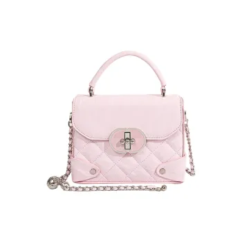 HAWA Artificial Leather Chain Bag, Small Square Bag, Crossbody Bag, Handbag Regular Women's White/Pink