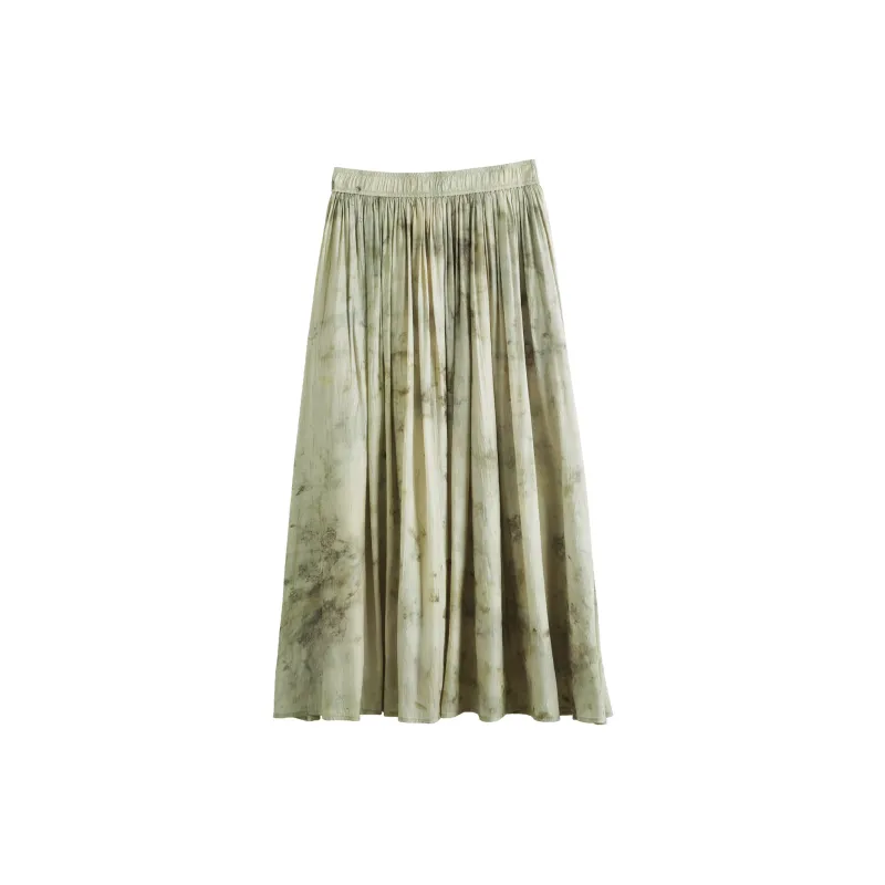 Olrain Casual Long Skirt Women's Tea Green-1