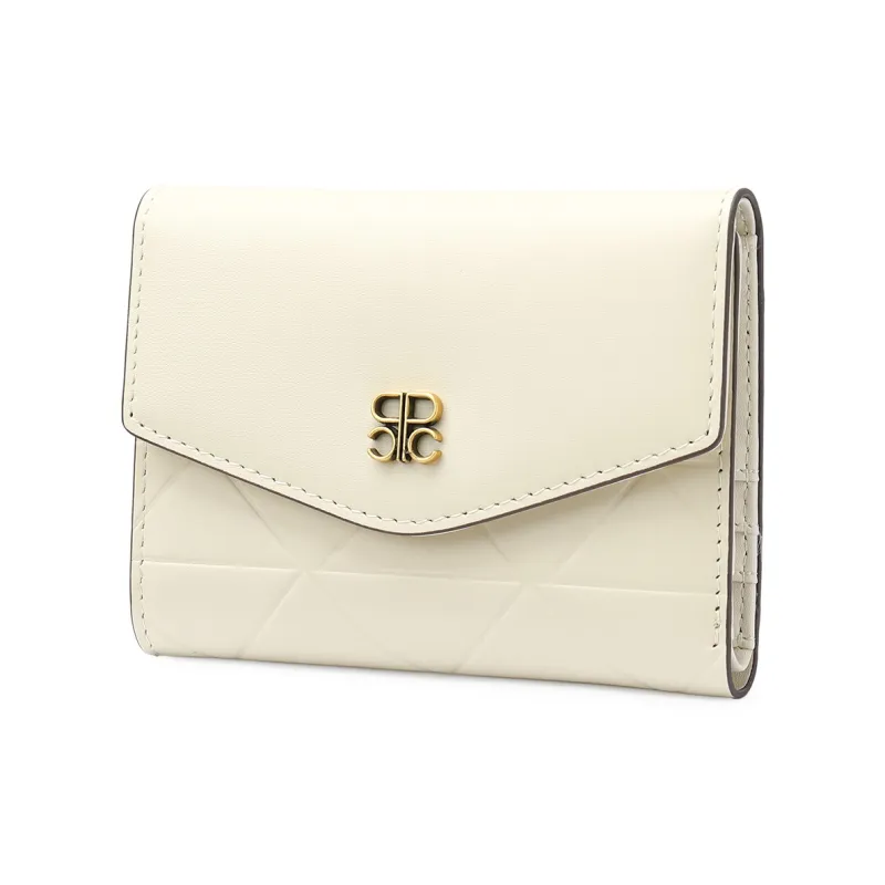 PIERRE CARDIN Top Grain Cow Leather Cropped Multi Layer Wallet Women's Beige/Black-1